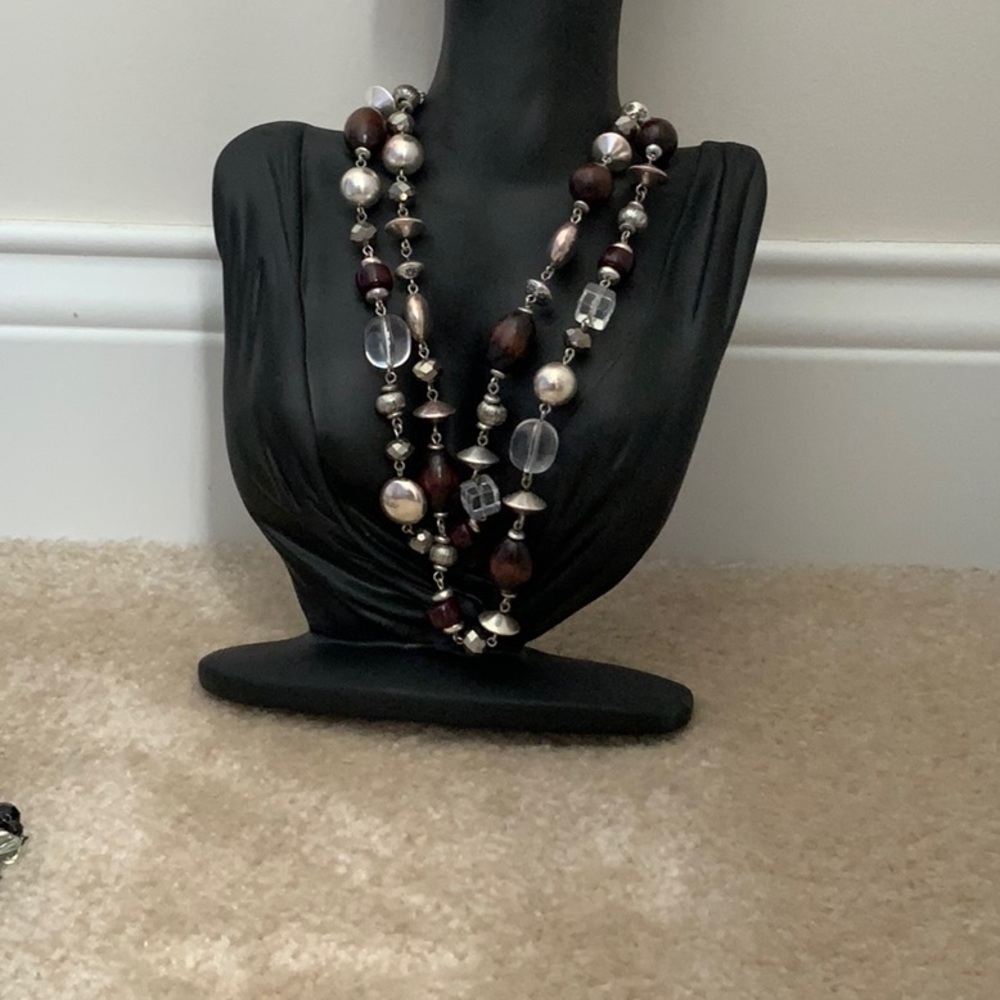 Lia Sophia Brown and Silver Multi-Strand Necklace